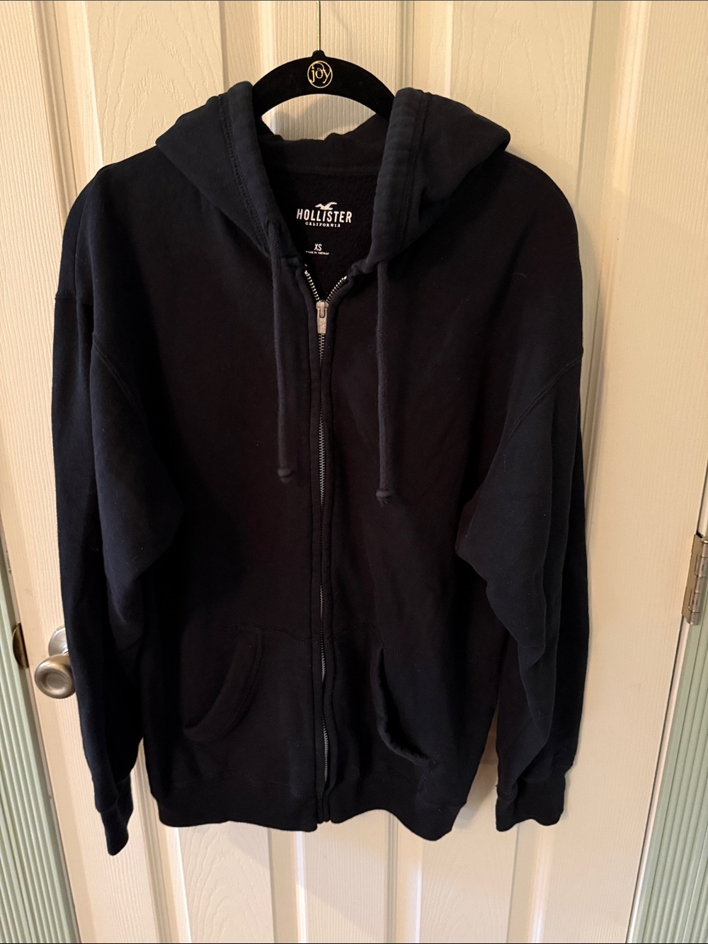Hollister Women’s Oversized Black Full-Zip Hooded Sweat jacket